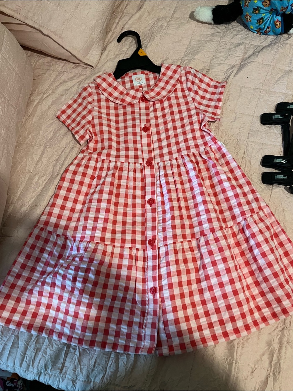 wonder nation Red and White Gingham Button-Front Dress